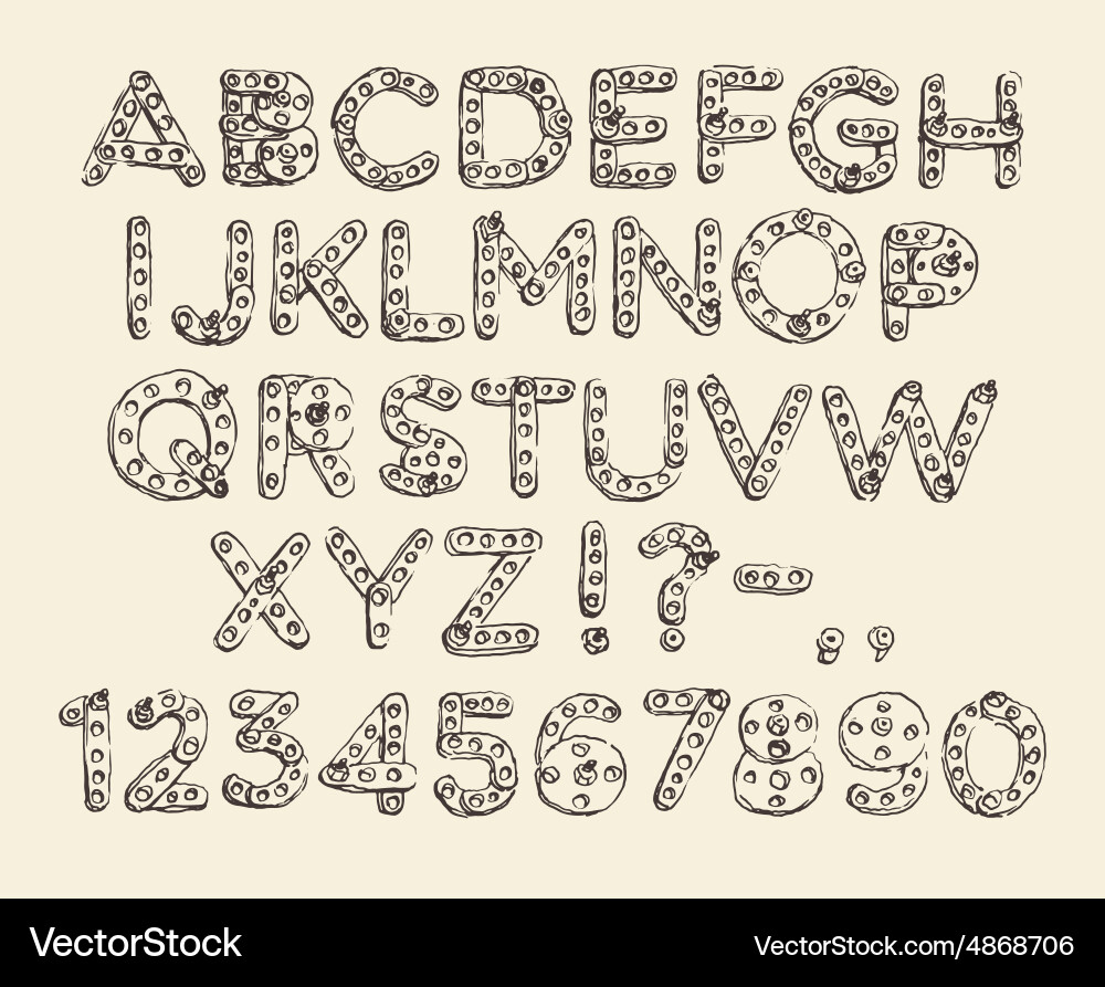 Meccano Robot Font - Gears & Mechanisms vector image