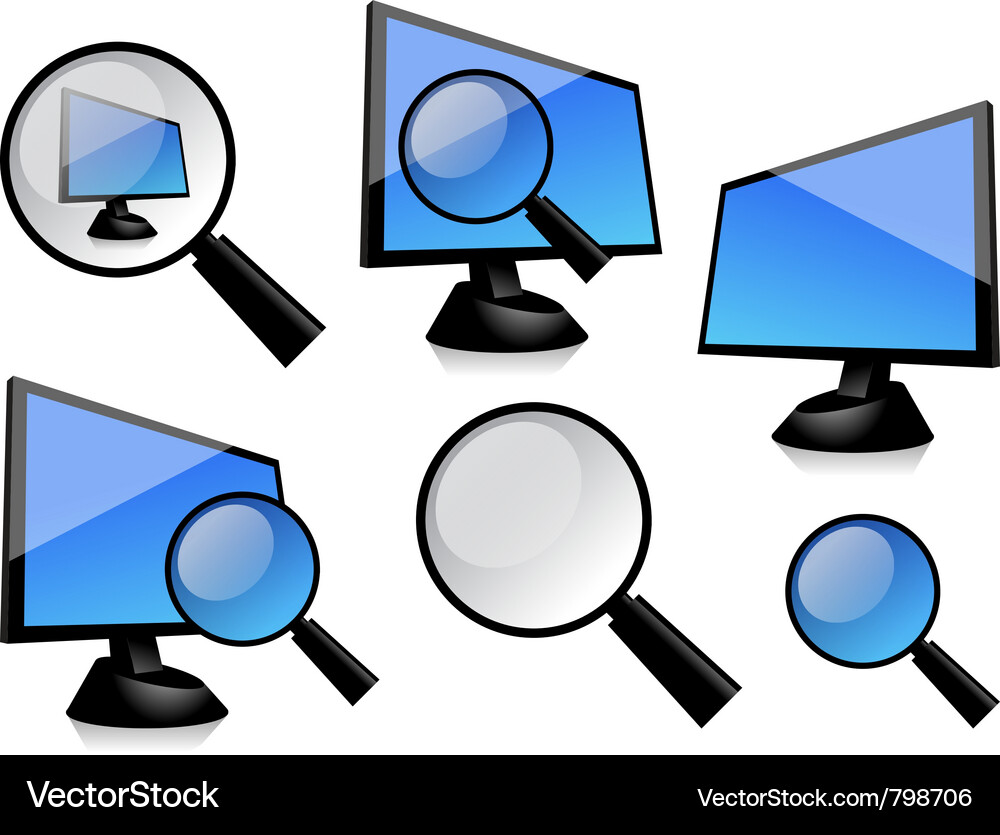 Monitor with magnifier Vector Image