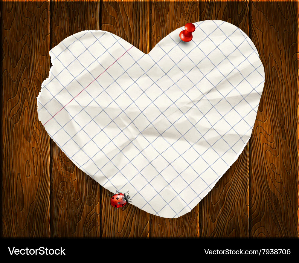 Note papers with a paper heart background Vector Image
