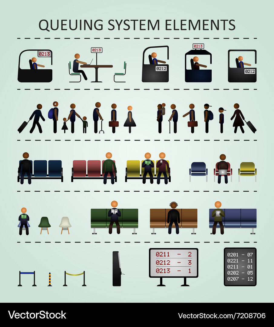 Queuing system elements Vector Image