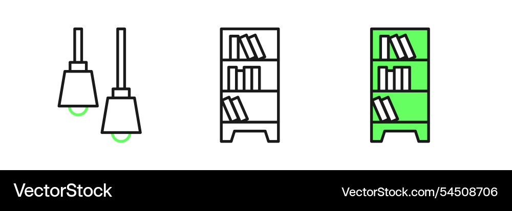 Set line library bookshelf icon isolated on white Set line library bookshelf icon isolated on white vector image