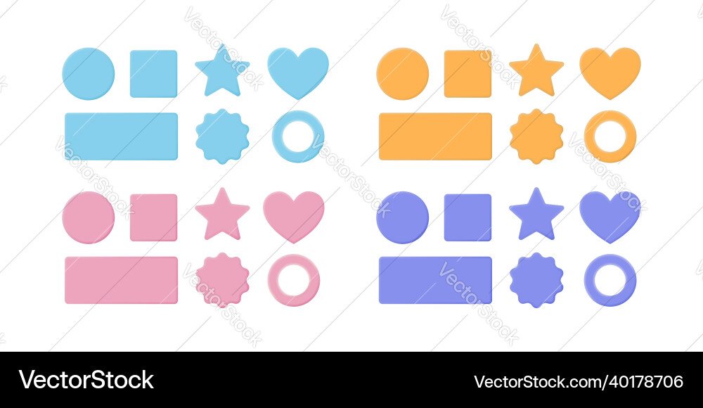 Set of basic shapes for 3d ui vector image