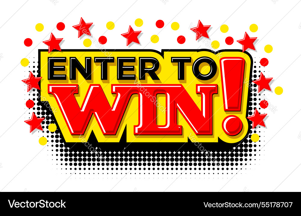 Enter to win button with stars Enter to win button with stars vector image