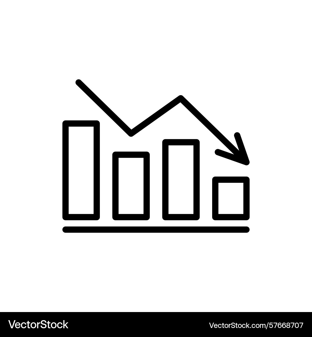 Graph reduction with arrow down line chart icon Graph reduction with arrow down line chart icon vector image