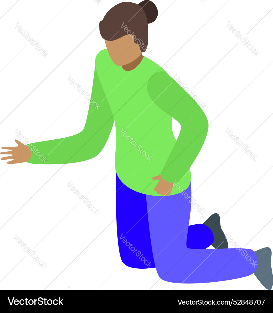 Young man kneeling and reaching out his hand Young man kneeling and reaching out his hand vector image