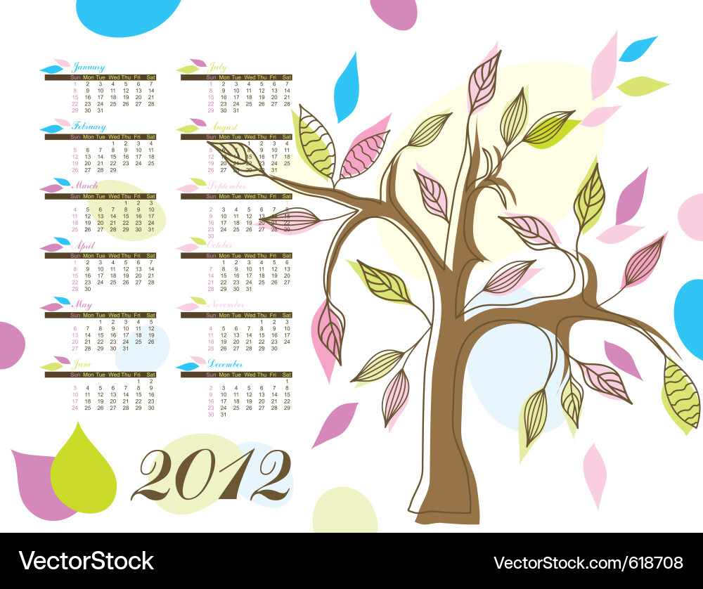 Abstract tree calendar 2012 Vector Image