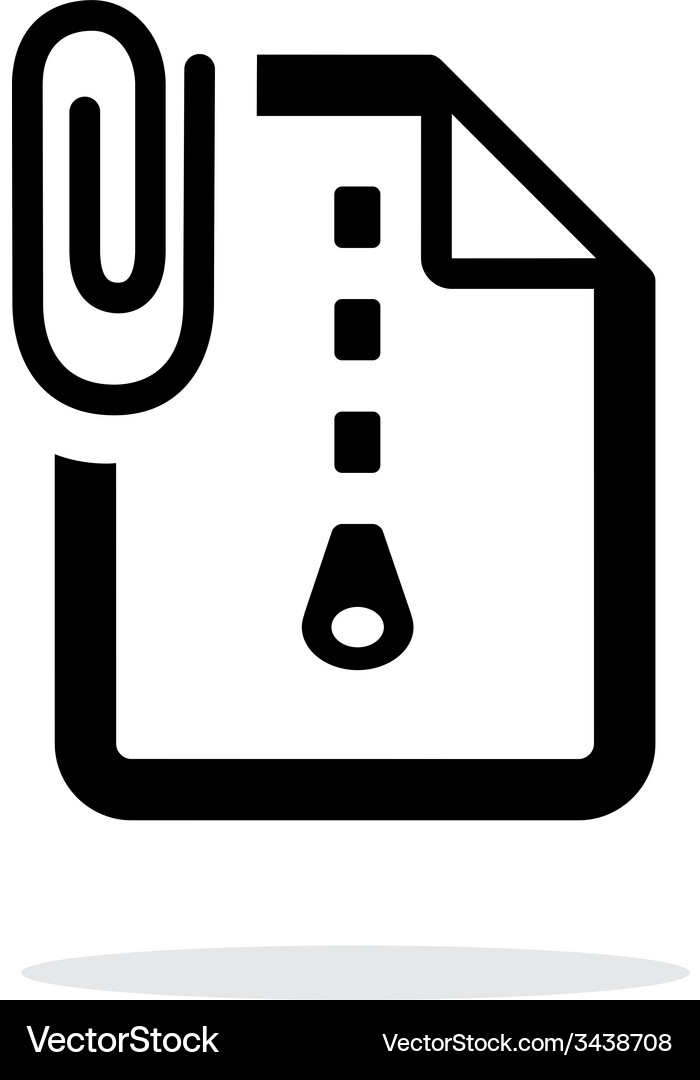 Attached archive file icon on white background Vector Image