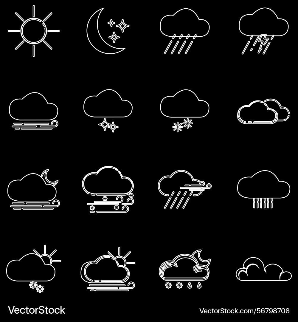 Clouds icons set of in different form Vector Image