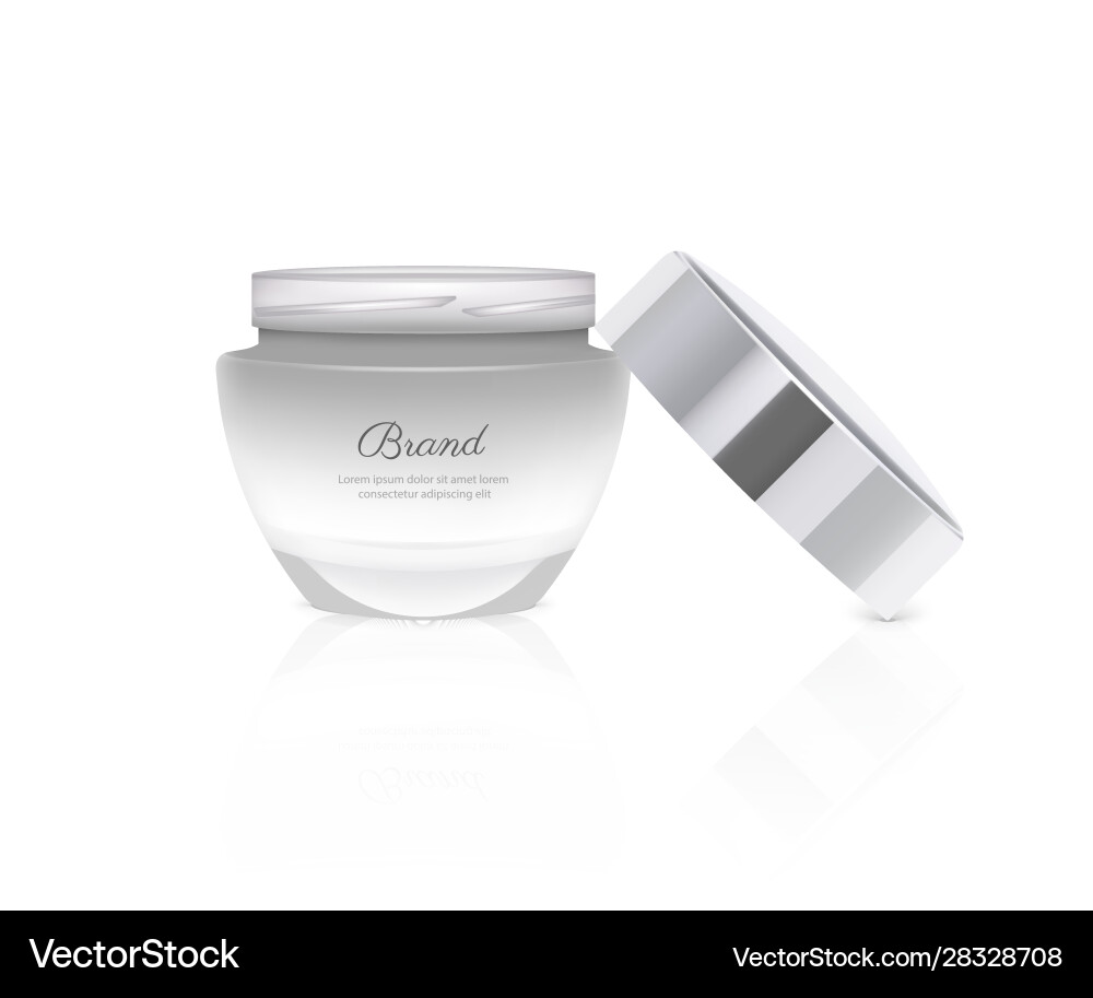 Gradient opened realistic cream jar vector image
