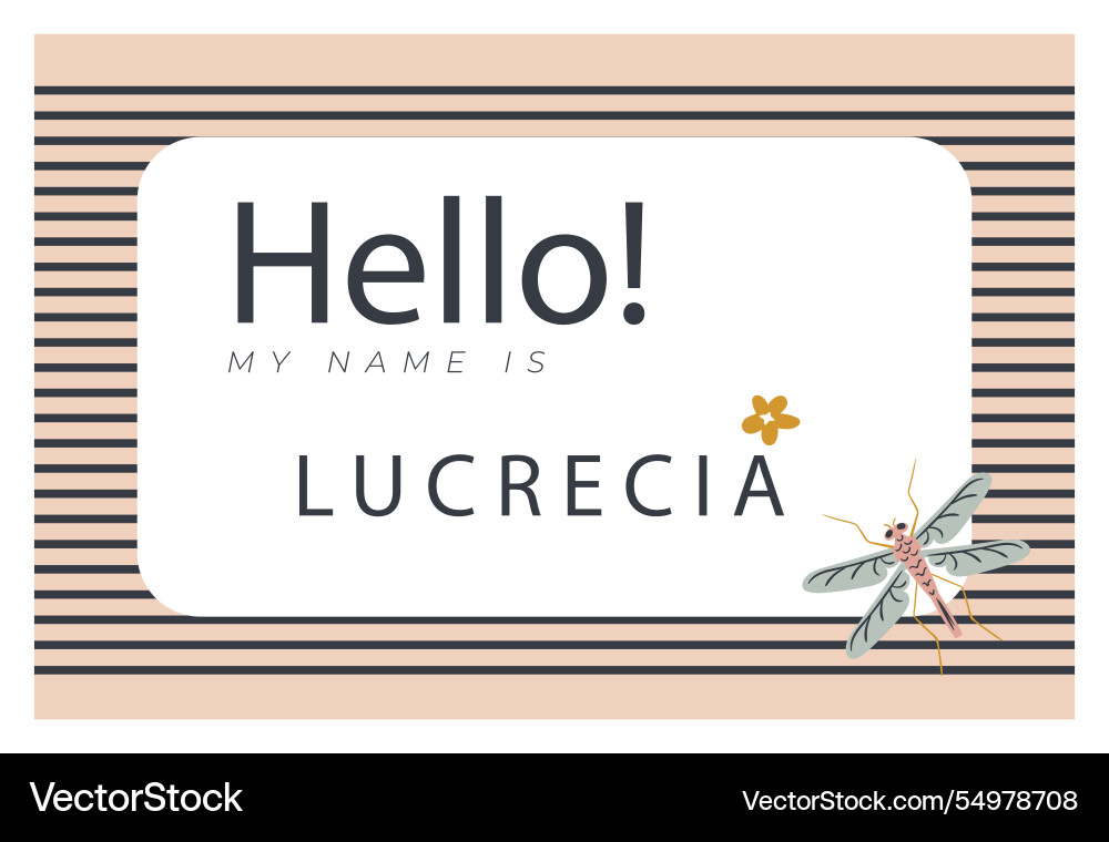 Hello my name is label template Vector Image