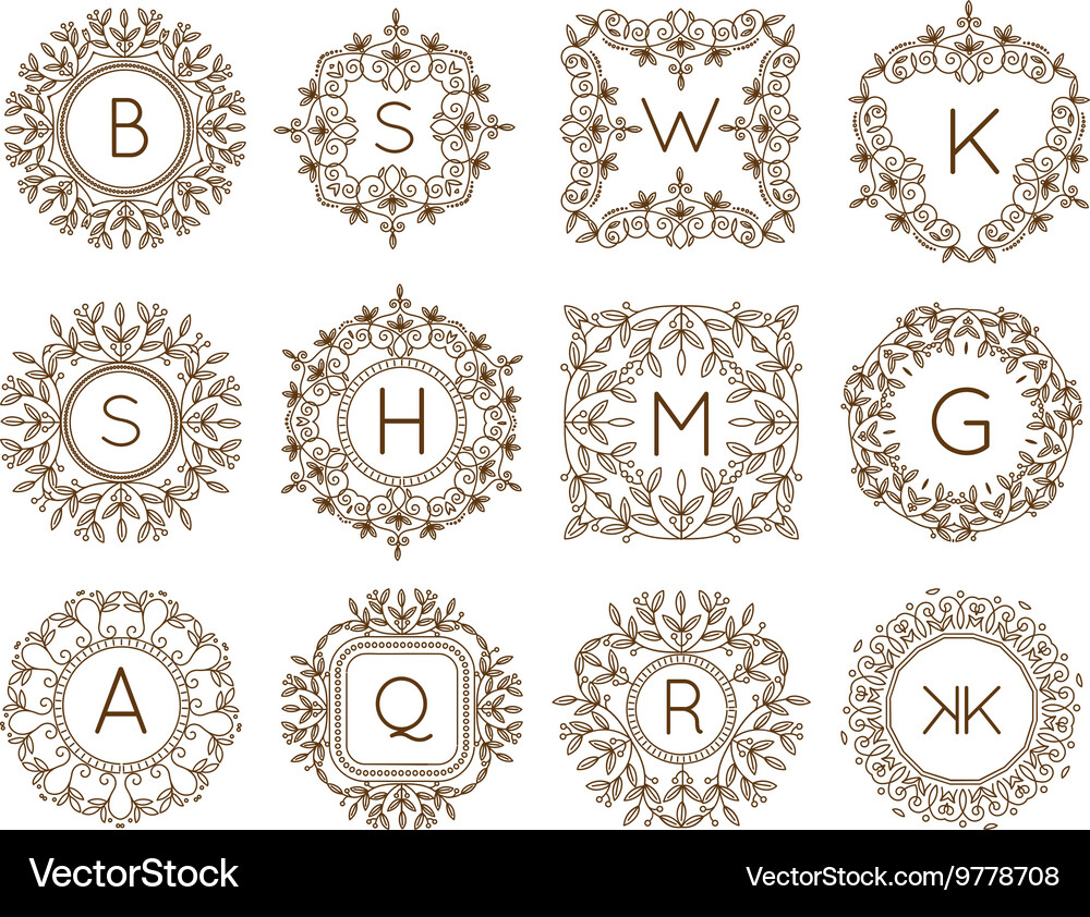 Monogram Badge Logo - Elegant Ornament Vector Image