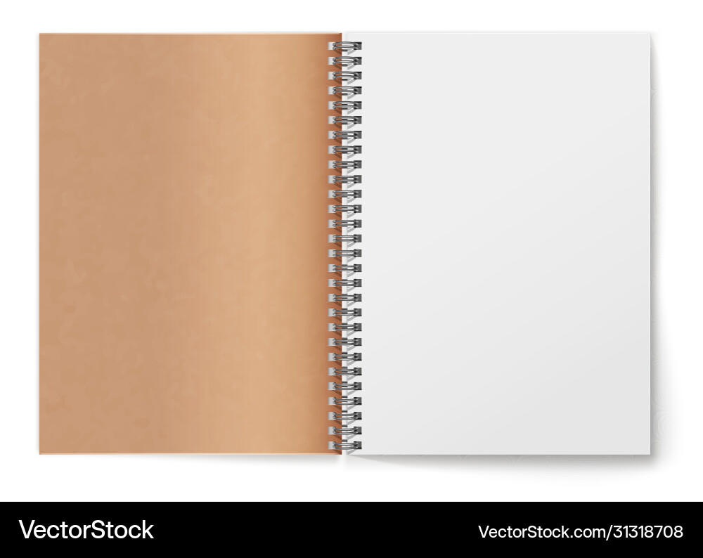Realistic horizontal open spiral notepad Realistic horizontal open spiral notepad vector image