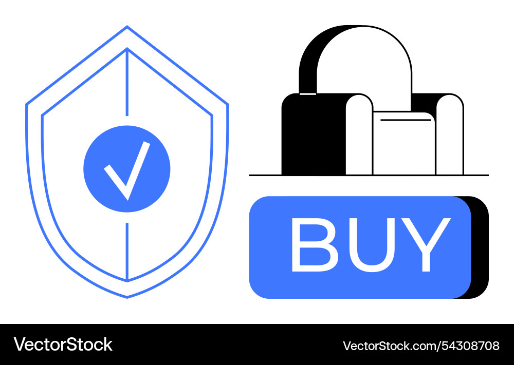 Secure online shopping shield with checkmark Secure online shopping shield with checkmark vector image