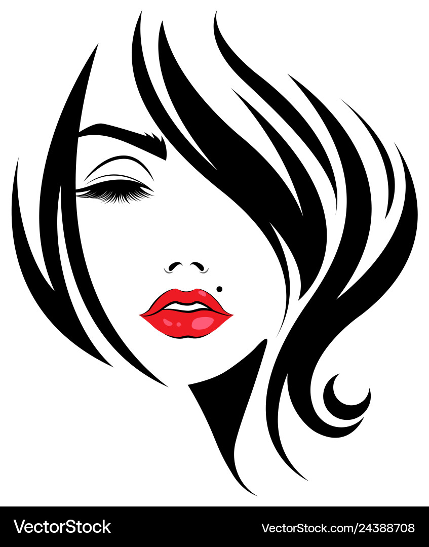 Short Hair Female Face Icon Vector Image