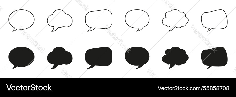 Speech bubble chat line and solid icon set Speech bubble chat line and solid icon set vector image