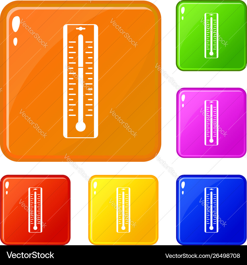 Thermometer with degrees icons set color Vector Image