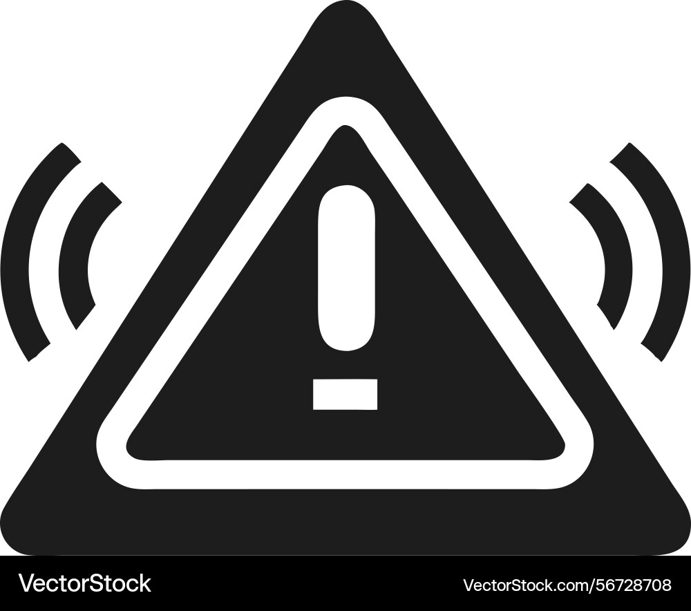 Warning signal icon with radio waves representing vector image