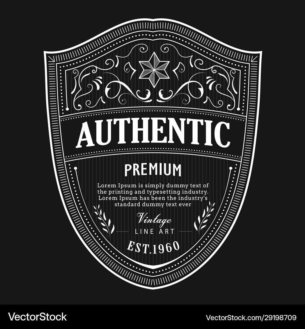 Antique badge label typography vintage frame Vector Image