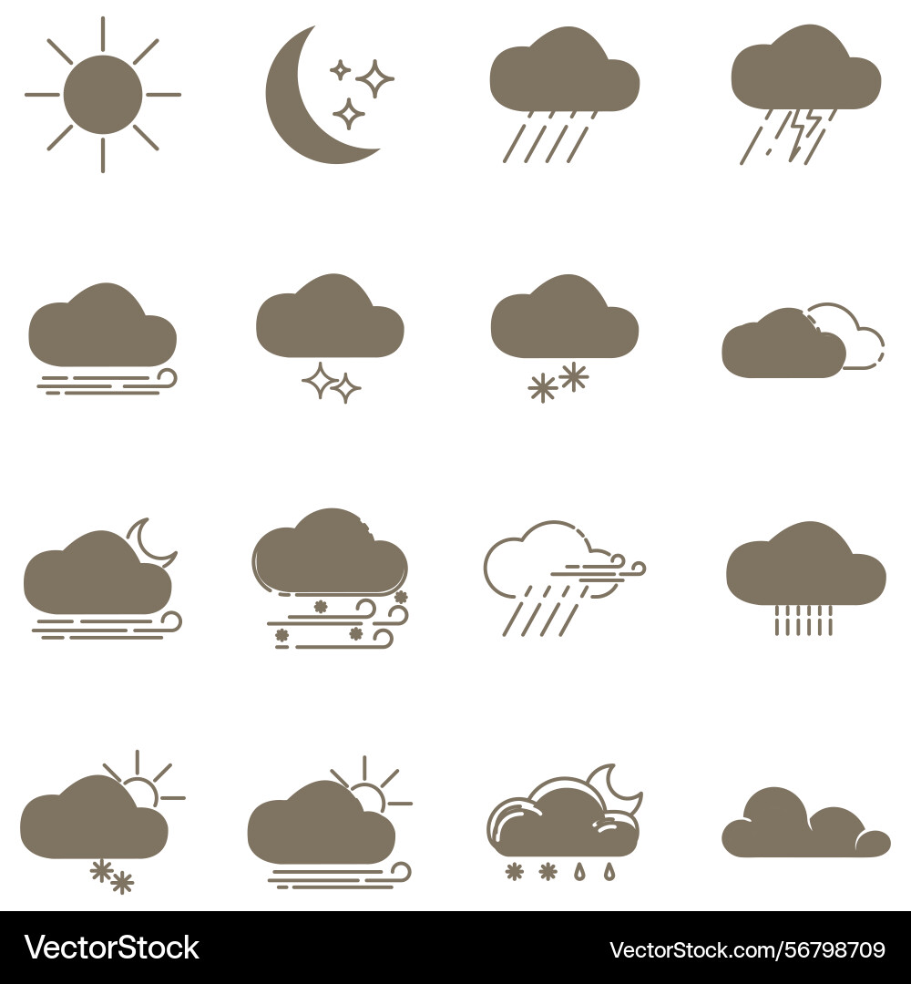 Clouds icons set of in different form vector image