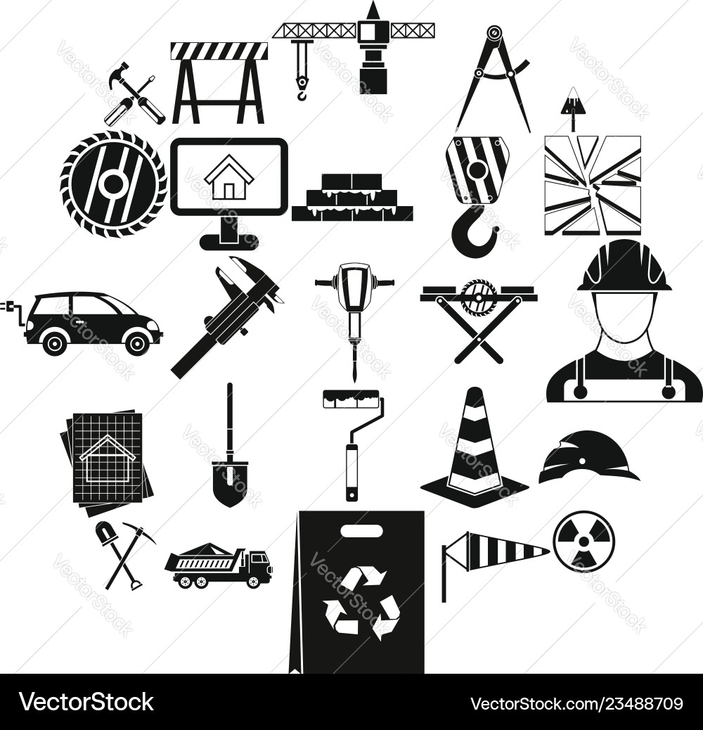 Counting material icons set simple style Vector Image