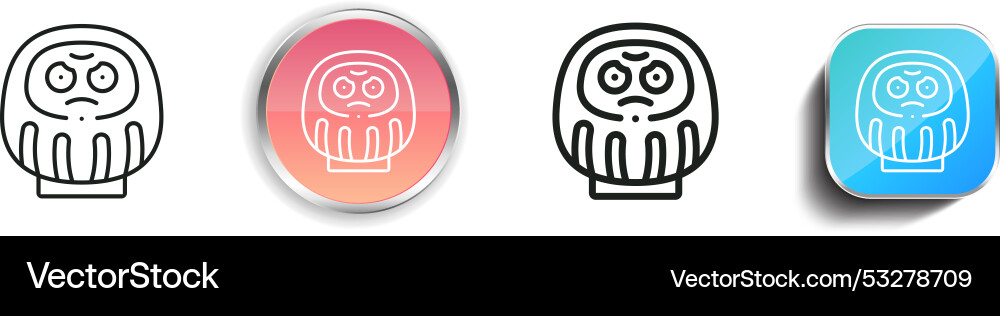 Daruma icon thin linear regular and button style vector image