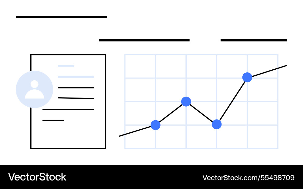 Data analysis concept with line graph and user Data analysis concept with line graph and user vector image