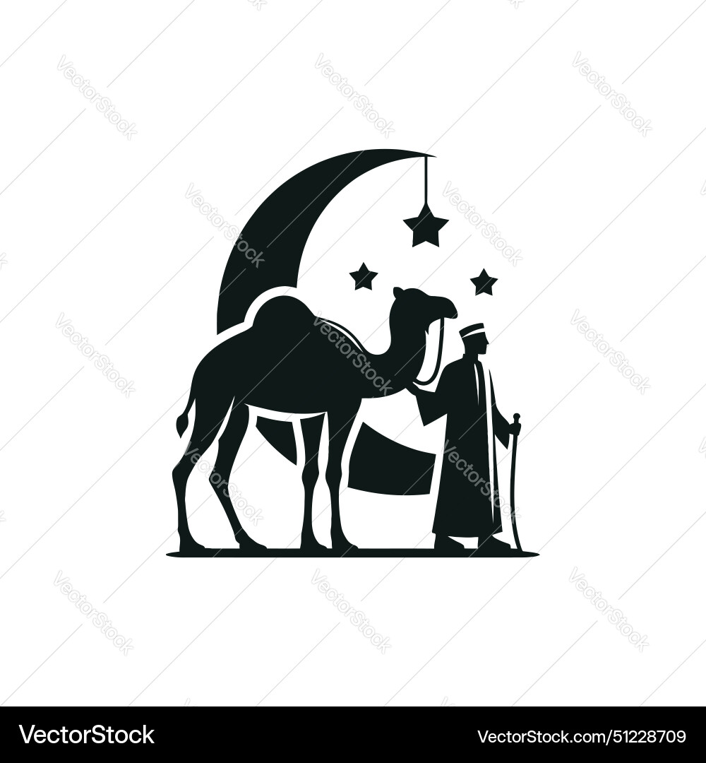 Man with camel on eid ul adha Vector Image