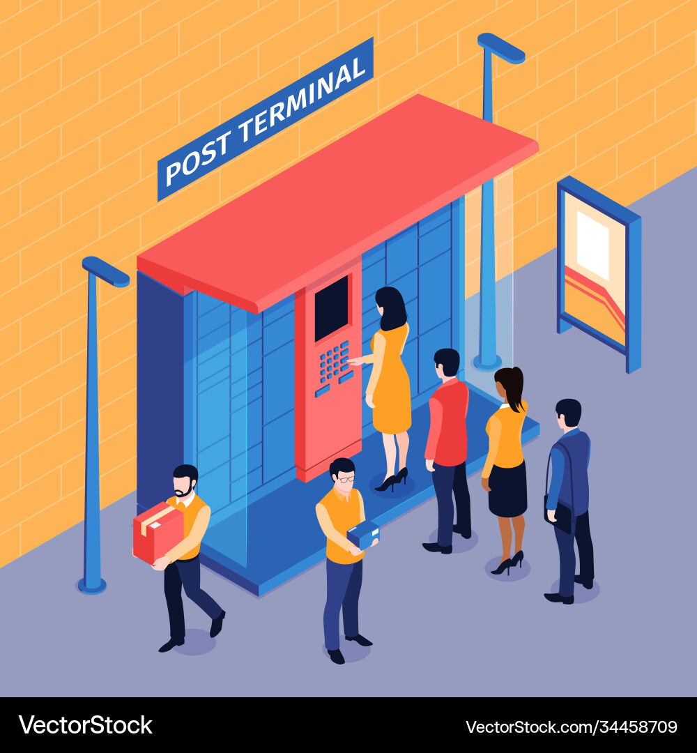 Post terminal queue composition vector image