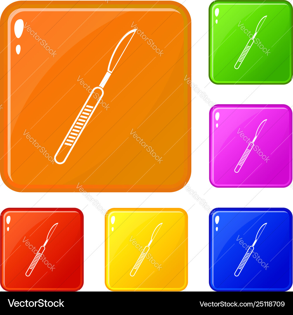 Scalpel icons set color Scalpel icons set color vector image
