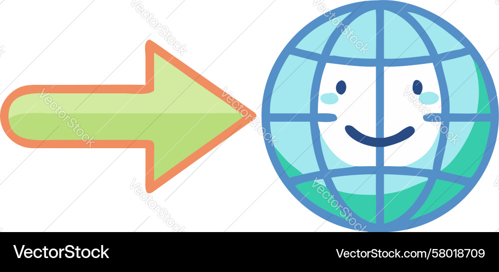 Smiling Globe with Arrow Vector Image