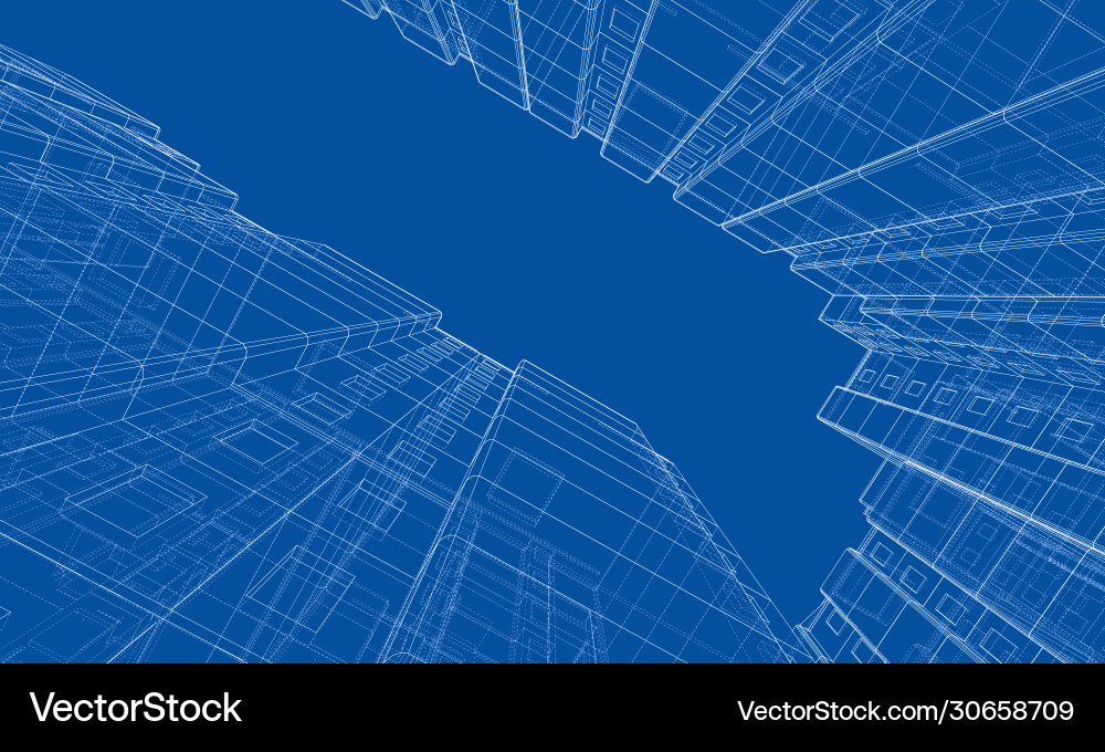 Wire-frame model a multi-storey building Wire-frame model a multi-storey building vector image
