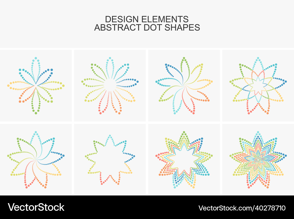 Abstract colorful dot shapes set of design vector image