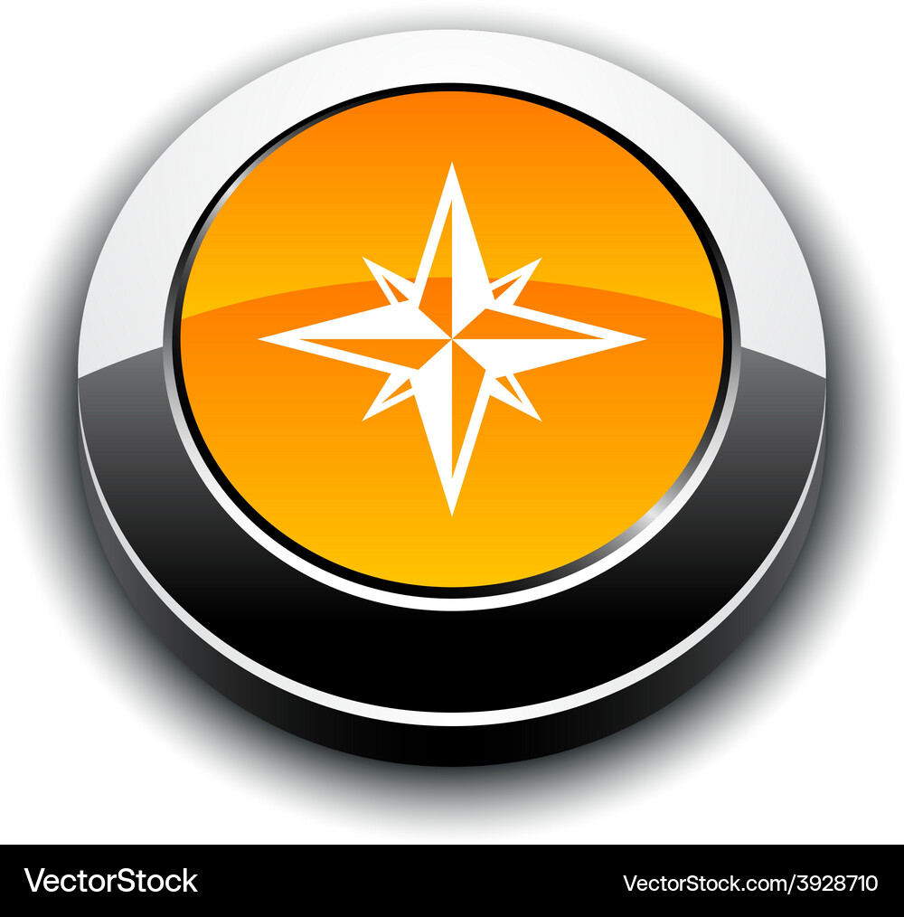 Compass 3d round button Vector Image