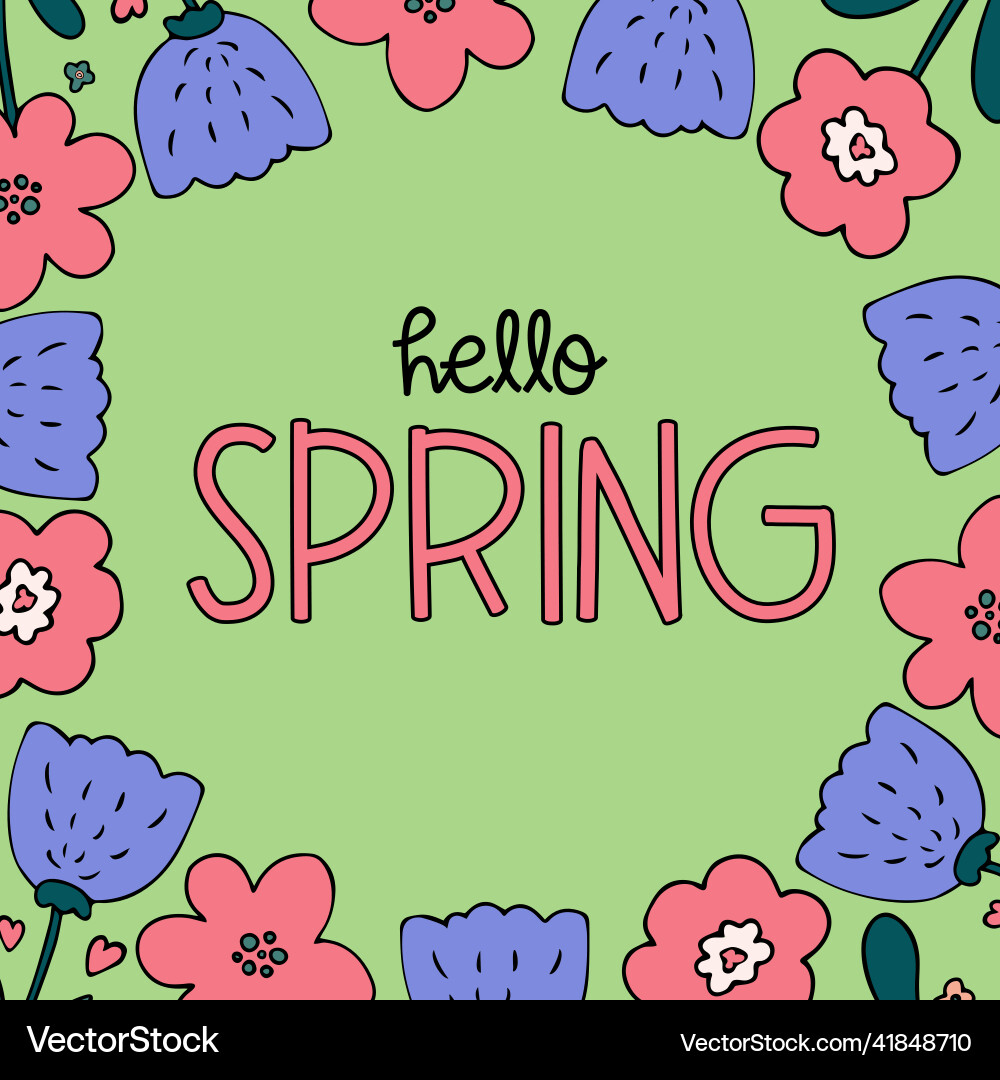 Hello spring springtime greeting card with simple Hello spring springtime greeting card with simple vector image