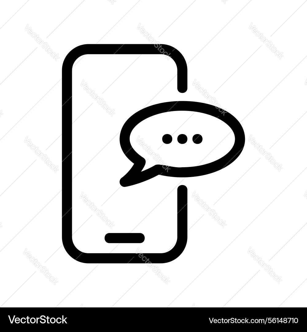 Mobile phone screen displaying a chat message vector image