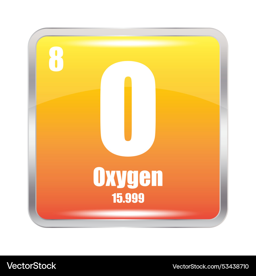 Oxygen element square o symbol atomic number 8 Vector Image