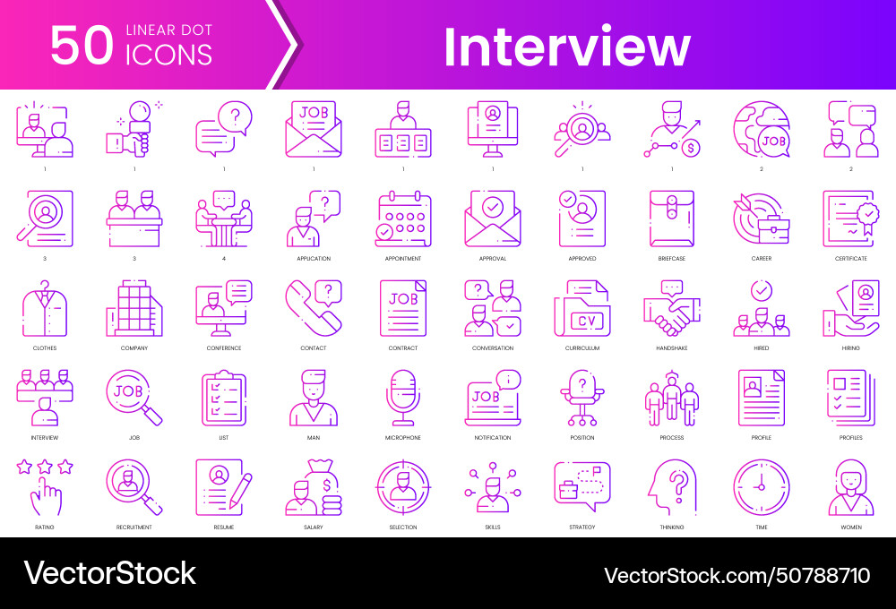Set of interview icons gradient style icon bundle Set of interview icons gradient style icon bundle vector image