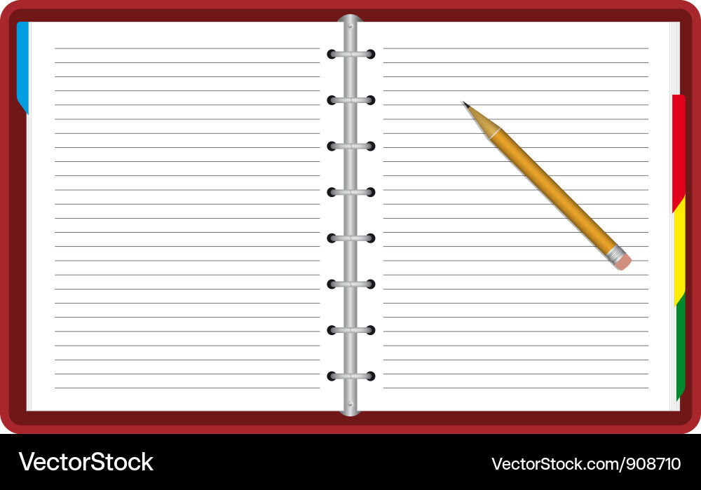 Spiral Notebook mit Bleistift vektorbild