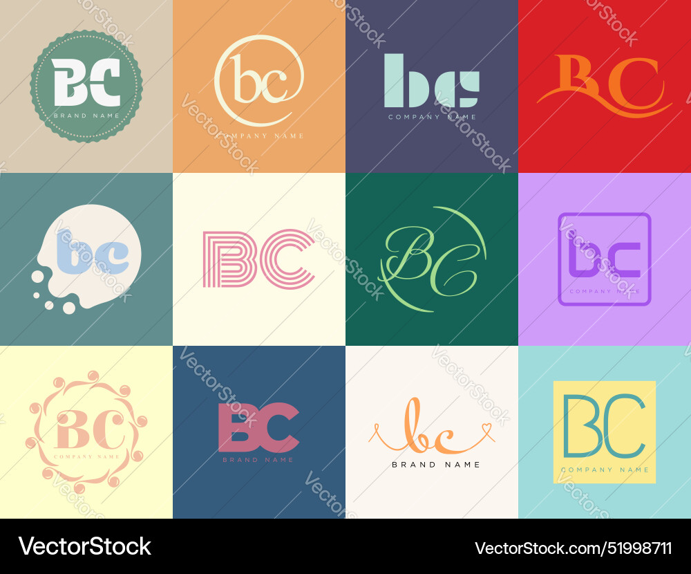 Bc logo company template letter b and c logotype Bc logo company template letter b and c logotype vector image