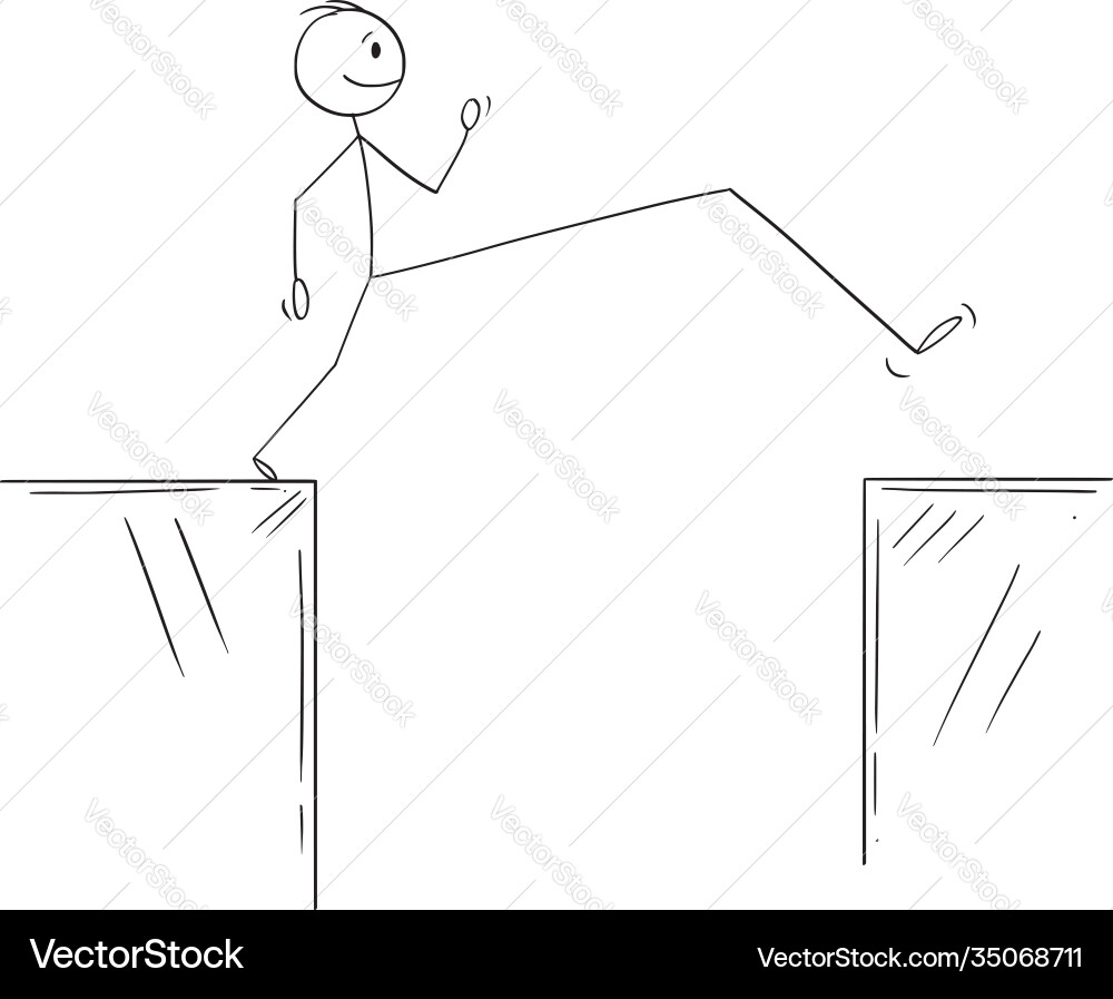 Cartoon man or businessman overcoming obstacle Cartoon man or businessman overcoming obstacle vector image