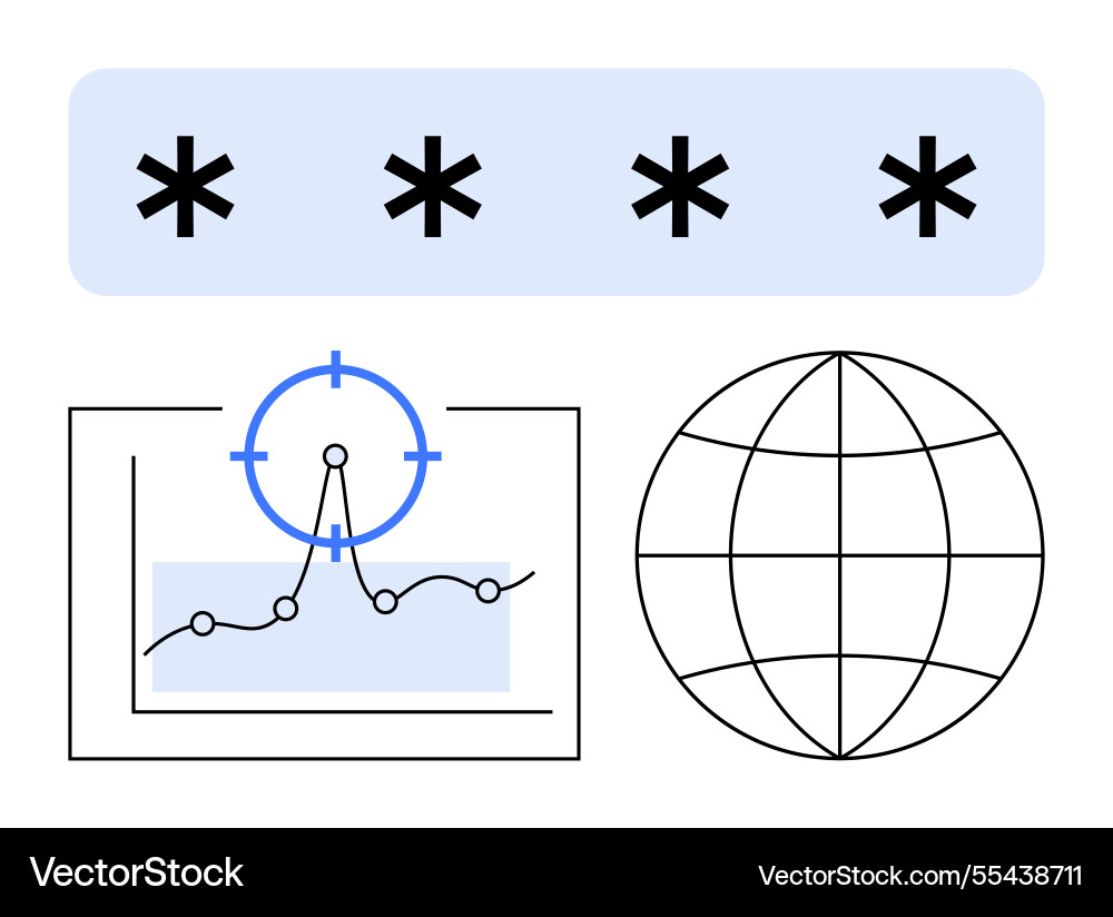 Data security with password protection and global Data security with password protection and global vector image