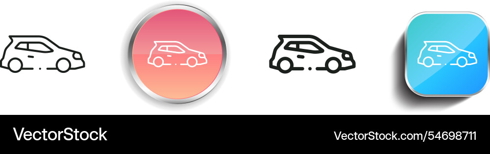 Hatchback icon thin linear regular and button vector image