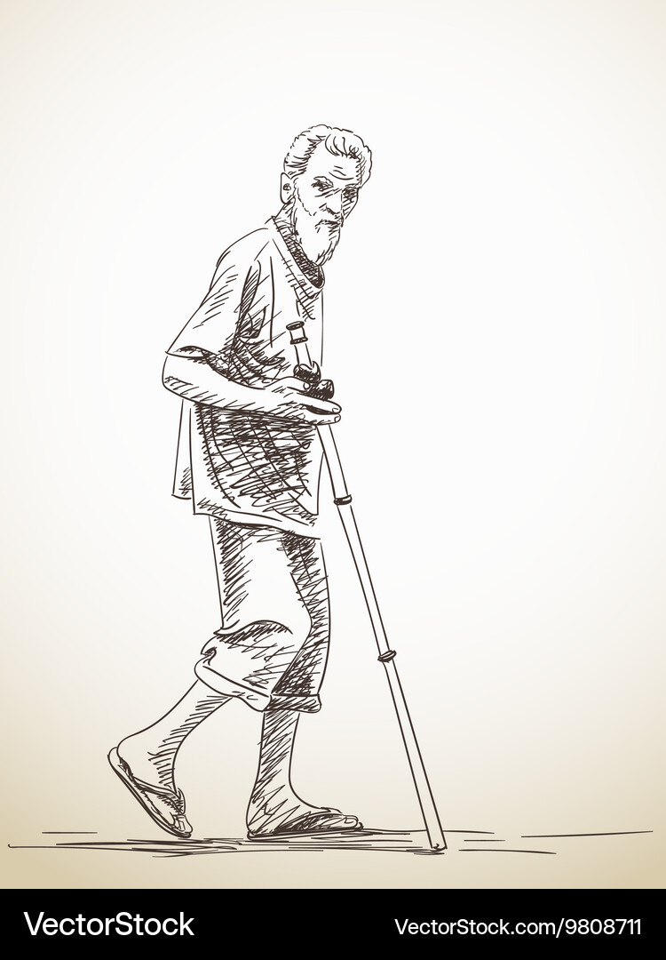 Man with stick Vector Image