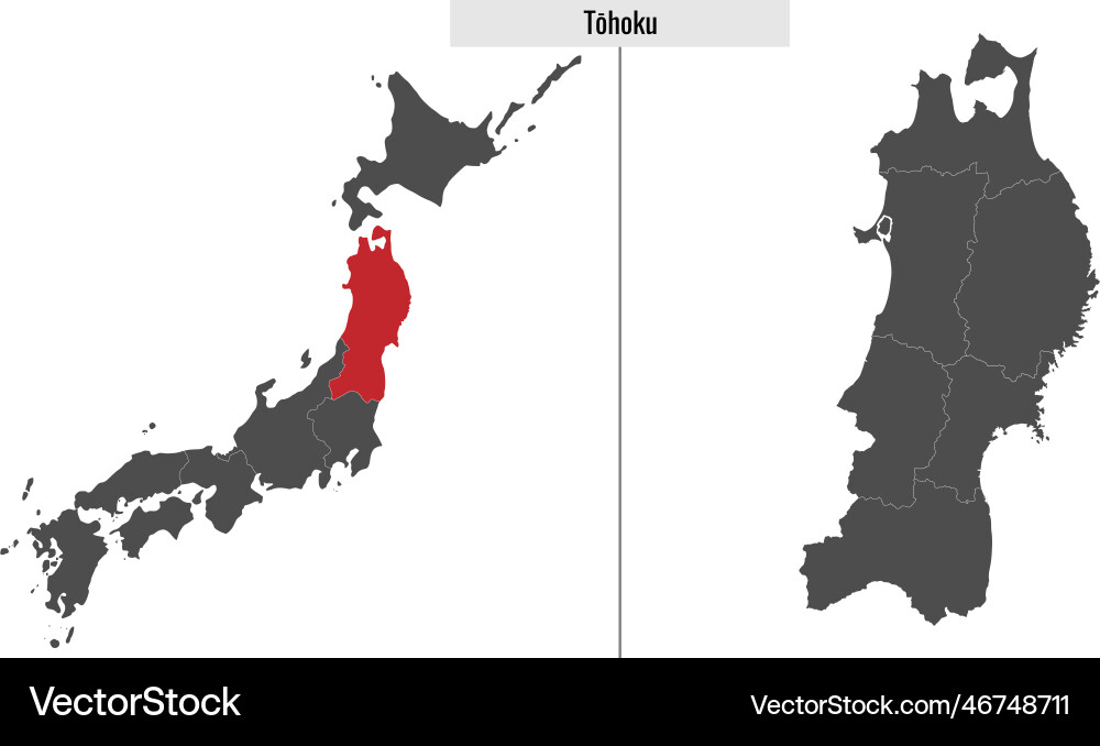 Map of the Tohoku Region, Japan Vector Image