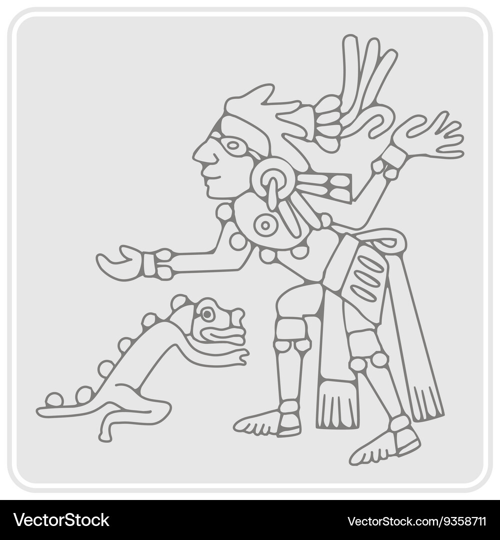 Monochrome icon with symbols from aztec codices Vector Image