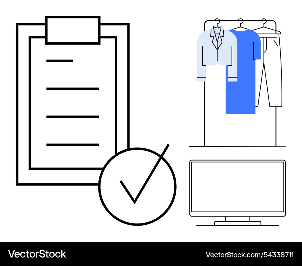 Task checklist with completed checkmark wardrobe Task checklist with completed checkmark wardrobe Vector Image