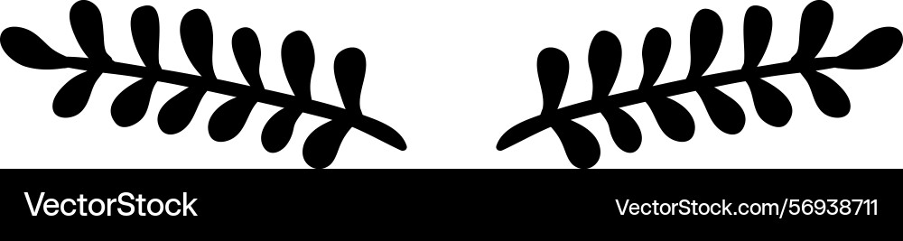Two simple black branches with rounded leaves Two simple black branches with rounded leaves Vector Image