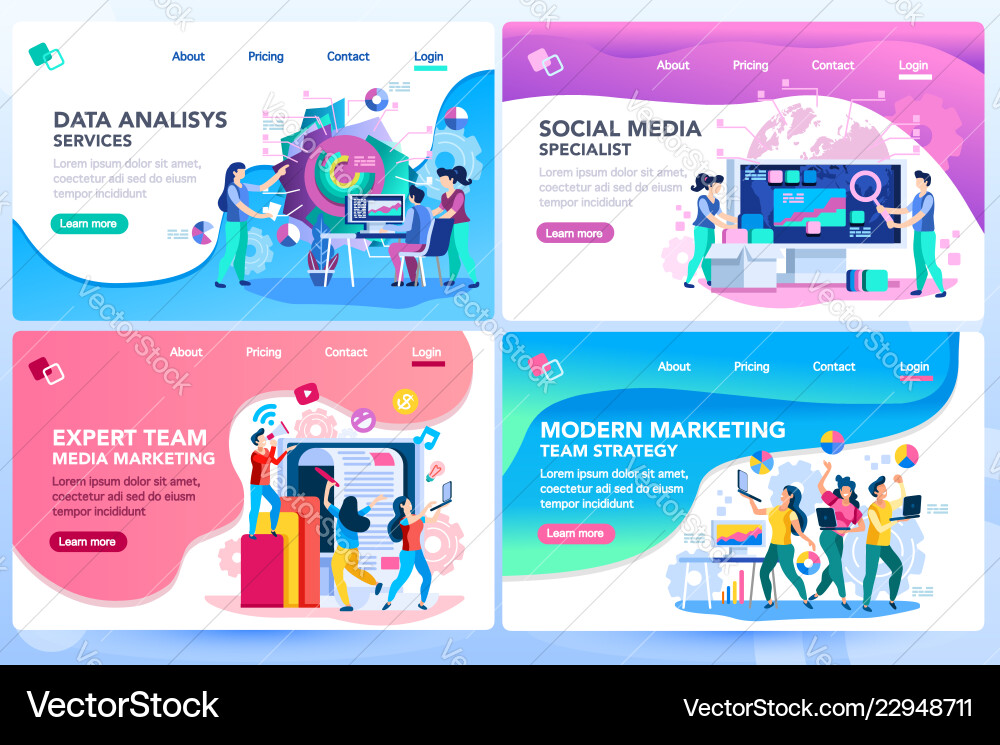 Website Template & Tutorial Concepts Vector Image