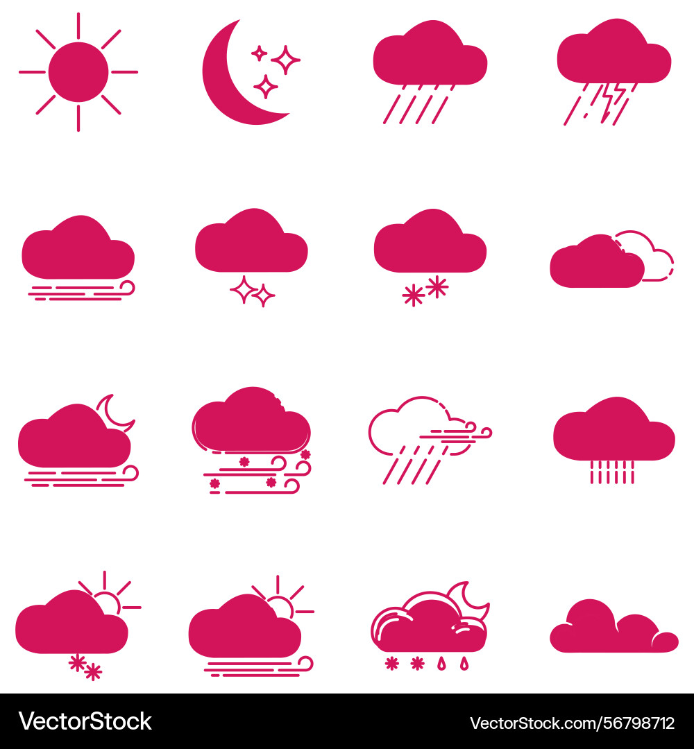 Clouds icons set of in different form Vector Image