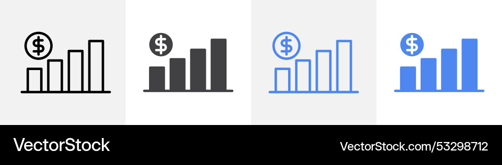 Dollar rate icon set use for web ui or app Vector Image